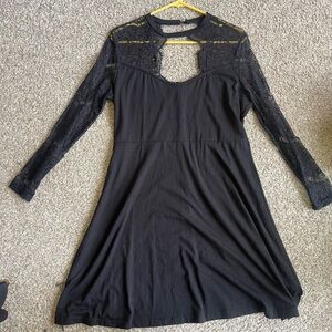 Black Long sleeve Lace Mini Dress